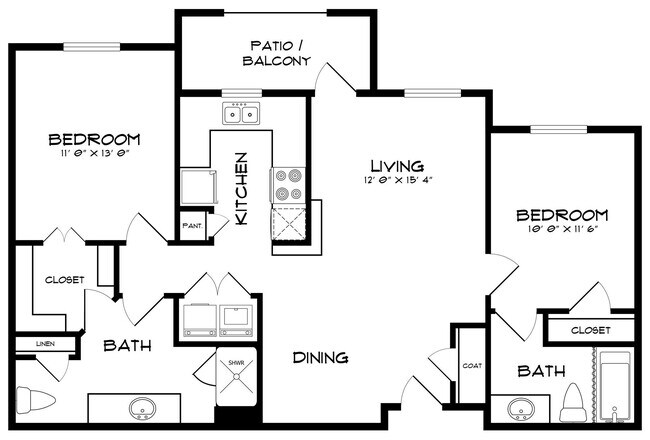 2 Beds • 2 Bath 3213 floor plan